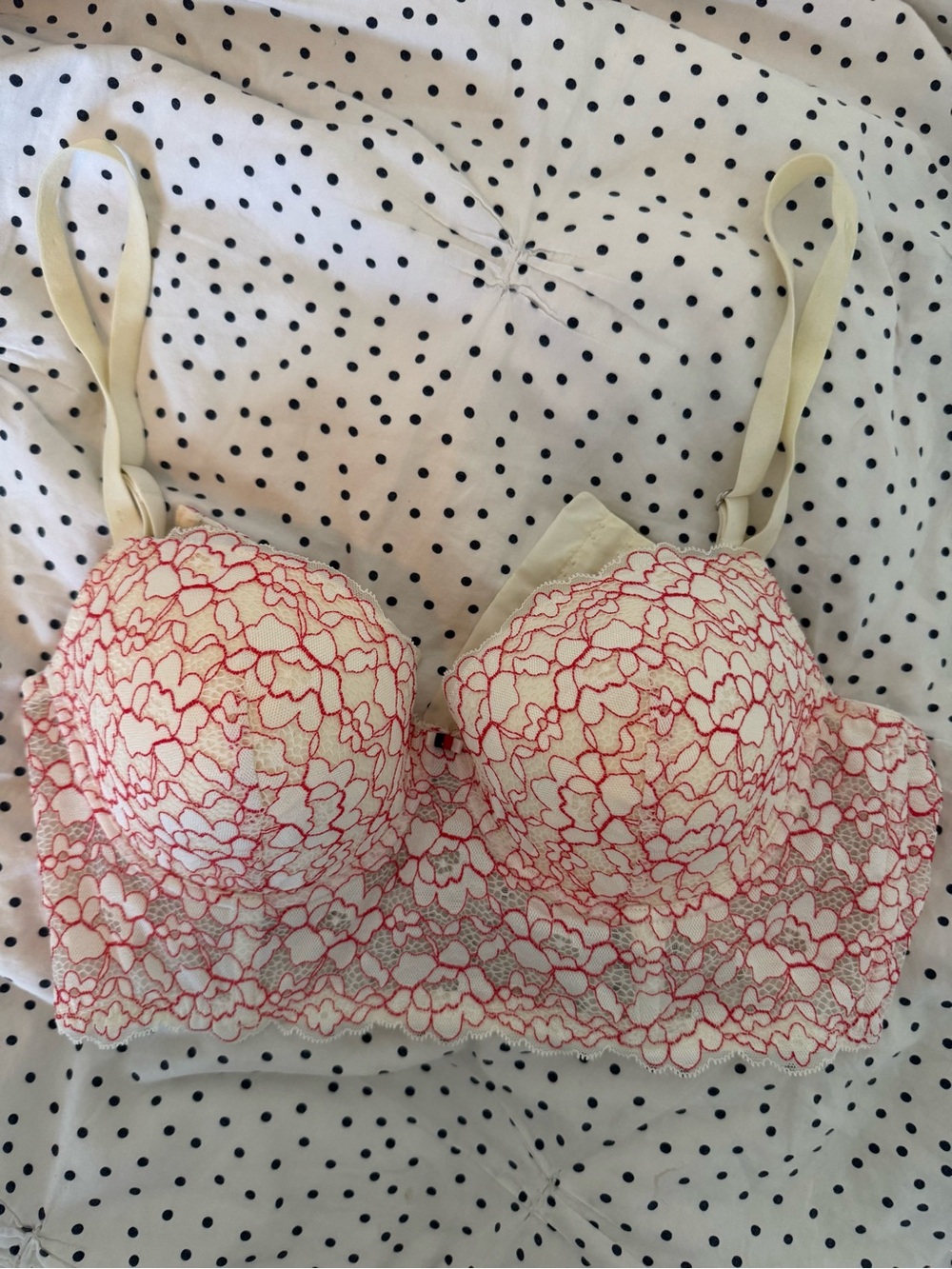 Intimissi Intimates white & red lace balconette bra